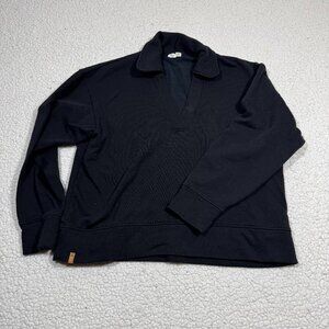 Tentree Black Collard Pullover Sweatshirt Sweater Womens Size Large